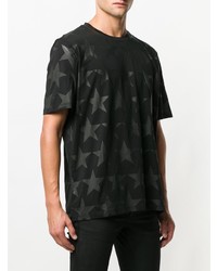 schwarzes T-Shirt mit einem Rundhalsausschnitt mit Sternenmuster von Just Cavalli