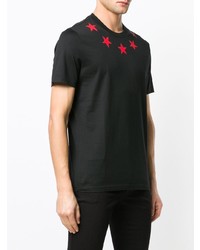 schwarzes T-Shirt mit einem Rundhalsausschnitt mit Sternenmuster von Givenchy