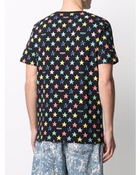 schwarzes T-Shirt mit einem Rundhalsausschnitt mit Sternenmuster von Moschino