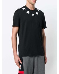 schwarzes T-Shirt mit einem Rundhalsausschnitt mit Sternenmuster von Givenchy