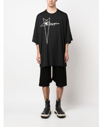 schwarzes T-Shirt mit einem Rundhalsausschnitt mit Sternenmuster von Rick Owens X Champion