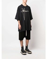 schwarzes T-Shirt mit einem Rundhalsausschnitt mit Sternenmuster von Rick Owens X Champion