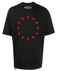 schwarzes T-Shirt mit einem Rundhalsausschnitt mit Sternenmuster von Vision Of Super