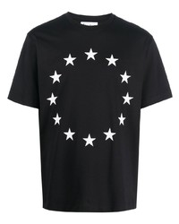 schwarzes T-Shirt mit einem Rundhalsausschnitt mit Sternenmuster von Études
