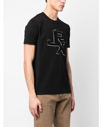 schwarzes T-Shirt mit einem Rundhalsausschnitt von John Richmond