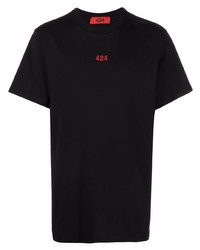 schwarzes T-Shirt mit einem Rundhalsausschnitt von 424