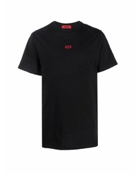 schwarzes T-Shirt mit einem Rundhalsausschnitt von 424