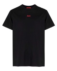 schwarzes T-Shirt mit einem Rundhalsausschnitt von 424