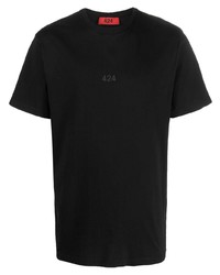 schwarzes T-Shirt mit einem Rundhalsausschnitt von 424