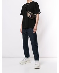 schwarzes T-Shirt mit einem Rundhalsausschnitt von AAPE BY A BATHING APE