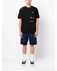 schwarzes T-Shirt mit einem Rundhalsausschnitt von AAPE BY A BATHING APE