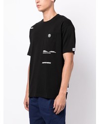 schwarzes T-Shirt mit einem Rundhalsausschnitt von AAPE BY A BATHING APE