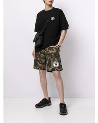 schwarzes T-Shirt mit einem Rundhalsausschnitt von AAPE BY A BATHING APE