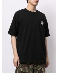 schwarzes T-Shirt mit einem Rundhalsausschnitt von AAPE BY A BATHING APE