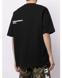 schwarzes T-Shirt mit einem Rundhalsausschnitt von AAPE BY A BATHING APE