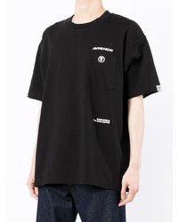 schwarzes T-Shirt mit einem Rundhalsausschnitt von AAPE BY A BATHING APE