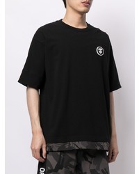 schwarzes T-Shirt mit einem Rundhalsausschnitt von AAPE BY A BATHING APE