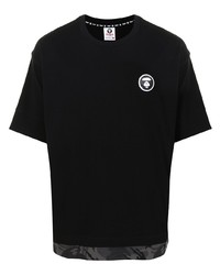 schwarzes T-Shirt mit einem Rundhalsausschnitt von AAPE BY A BATHING APE