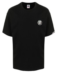 schwarzes T-Shirt mit einem Rundhalsausschnitt von AAPE BY A BATHING APE