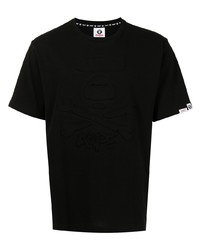 schwarzes T-Shirt mit einem Rundhalsausschnitt von AAPE BY A BATHING APE