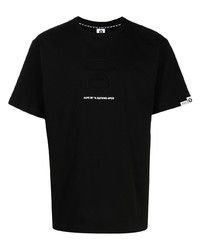 schwarzes T-Shirt mit einem Rundhalsausschnitt von AAPE BY A BATHING APE