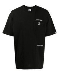 schwarzes T-Shirt mit einem Rundhalsausschnitt von AAPE BY A BATHING APE