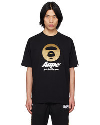 schwarzes T-Shirt mit einem Rundhalsausschnitt von AAPE BY A BATHING APE