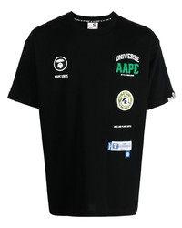 schwarzes T-Shirt mit einem Rundhalsausschnitt von AAPE BY A BATHING APE