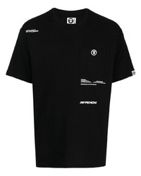 schwarzes T-Shirt mit einem Rundhalsausschnitt von AAPE BY A BATHING APE