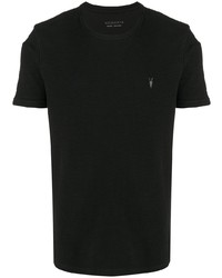 schwarzes T-Shirt mit einem Rundhalsausschnitt von AllSaints