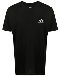 schwarzes T-Shirt mit einem Rundhalsausschnitt von Alpha Industries