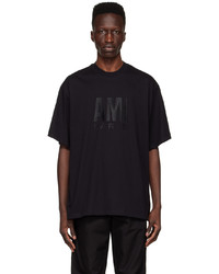 schwarzes T-Shirt mit einem Rundhalsausschnitt von AMI Alexandre Mattiussi