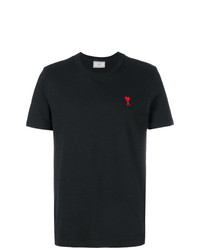 schwarzes T-Shirt mit einem Rundhalsausschnitt von AMI Alexandre Mattiussi
