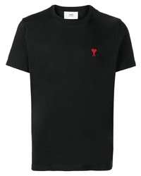 schwarzes T-Shirt mit einem Rundhalsausschnitt von Ami Paris