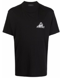 schwarzes T-Shirt mit einem Rundhalsausschnitt von Amiri