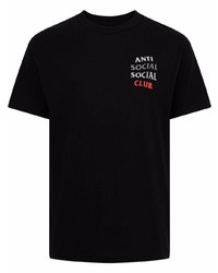 schwarzes T-Shirt mit einem Rundhalsausschnitt von Anti Social Social Club