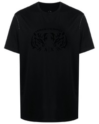 schwarzes T-Shirt mit einem Rundhalsausschnitt von Armani Exchange