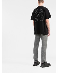 schwarzes T-Shirt mit einem Rundhalsausschnitt von Off-White