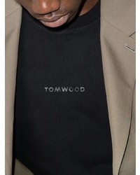 schwarzes T-Shirt mit einem Rundhalsausschnitt von Tom Wood