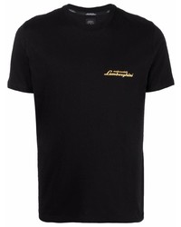 schwarzes T-Shirt mit einem Rundhalsausschnitt von Automobili Lamborghini