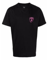 schwarzes T-Shirt mit einem Rundhalsausschnitt von Automobili Lamborghini