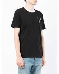 schwarzes T-Shirt mit einem Rundhalsausschnitt von Raf Simons X Fred Perry