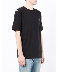 schwarzes T-Shirt mit einem Rundhalsausschnitt von Raf Simons X Fred Perry