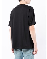 schwarzes T-Shirt mit einem Rundhalsausschnitt von Raf Simons X Fred Perry