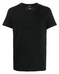 schwarzes T-Shirt mit einem Rundhalsausschnitt von Balmain