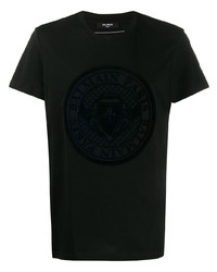 schwarzes T-Shirt mit einem Rundhalsausschnitt von Balmain