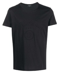 schwarzes T-Shirt mit einem Rundhalsausschnitt von Balmain