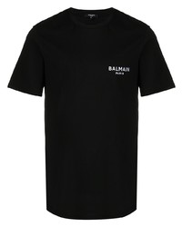 schwarzes T-Shirt mit einem Rundhalsausschnitt von Balmain