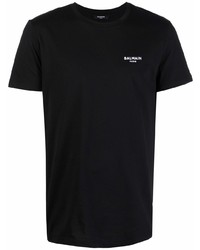 schwarzes T-Shirt mit einem Rundhalsausschnitt von Balmain