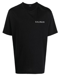 schwarzes T-Shirt mit einem Rundhalsausschnitt von Balmain